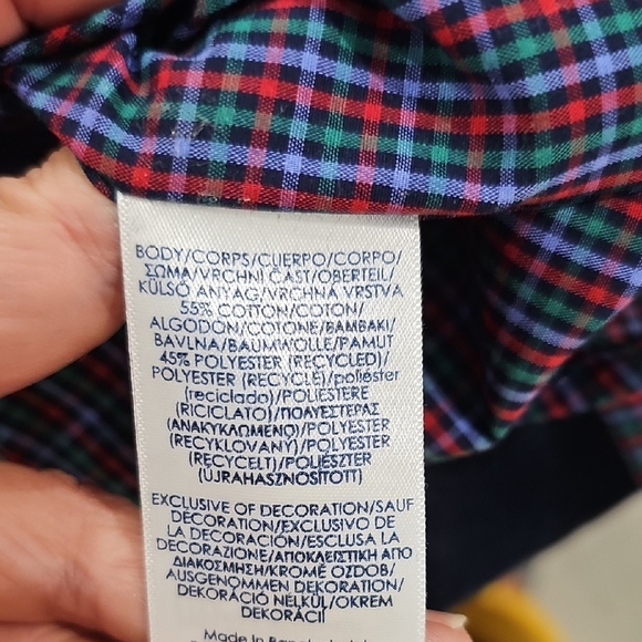 Chaps Blue Casual Button Down Shirt with Plaid Design - Picture 4 of 6